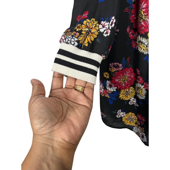 Taylor & Sage Women's Floral Mini Dress Black Long Sleeve - Size Medium - Picture 4 of 6